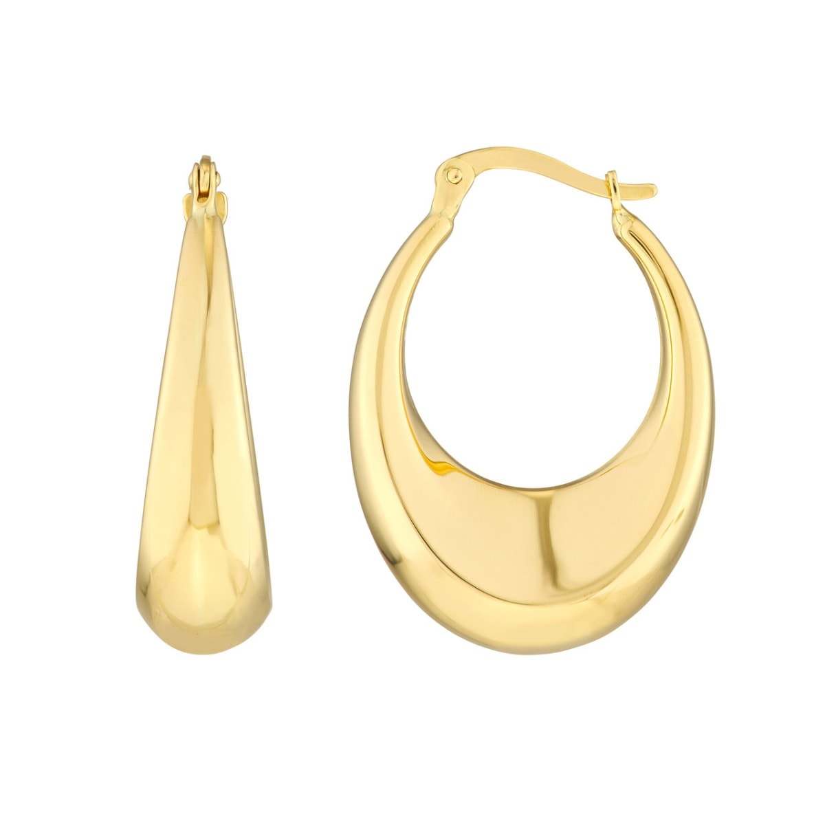 Puff Polished Gold Hoop Earrings view 1