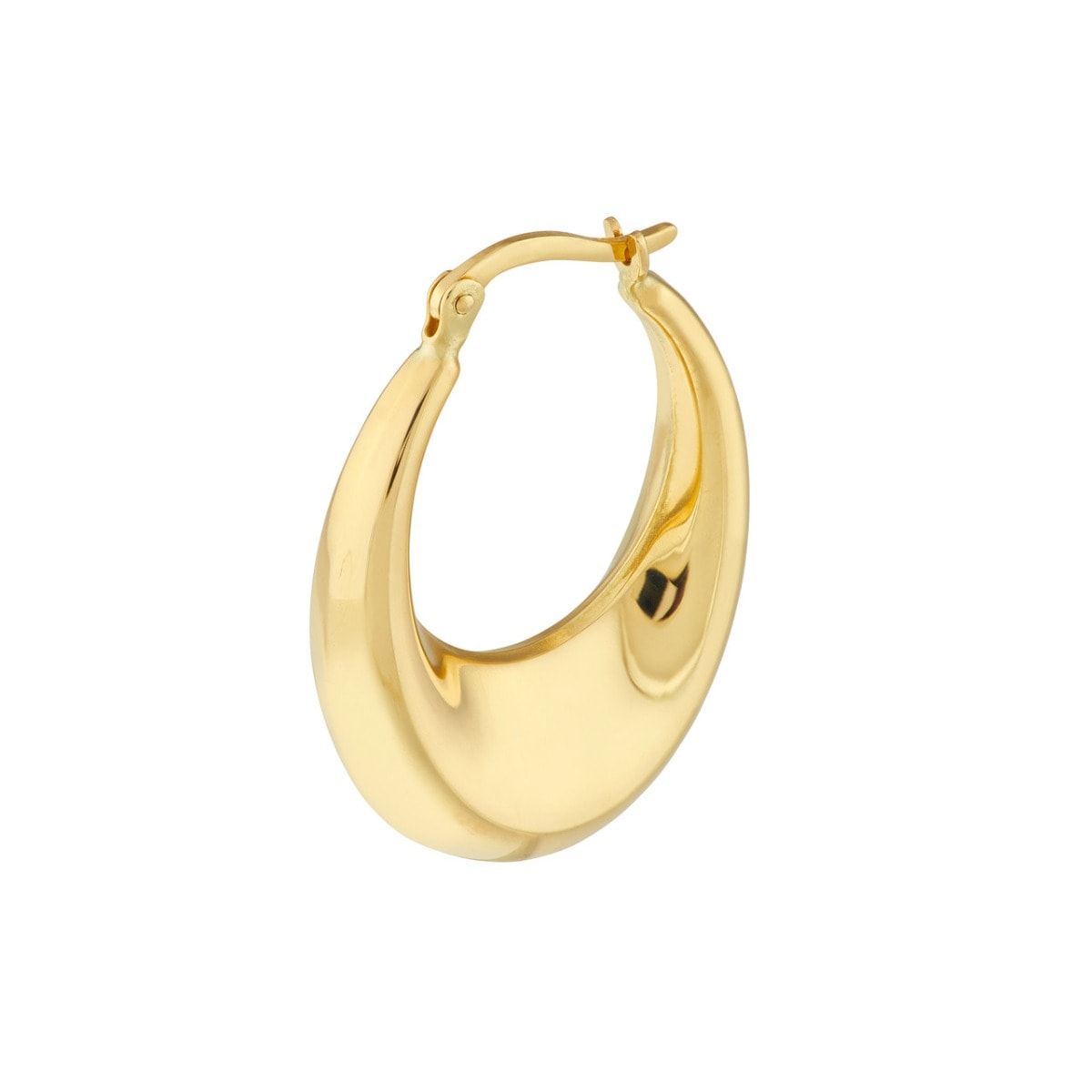 Puff Polished Gold Hoop Earrings view 3