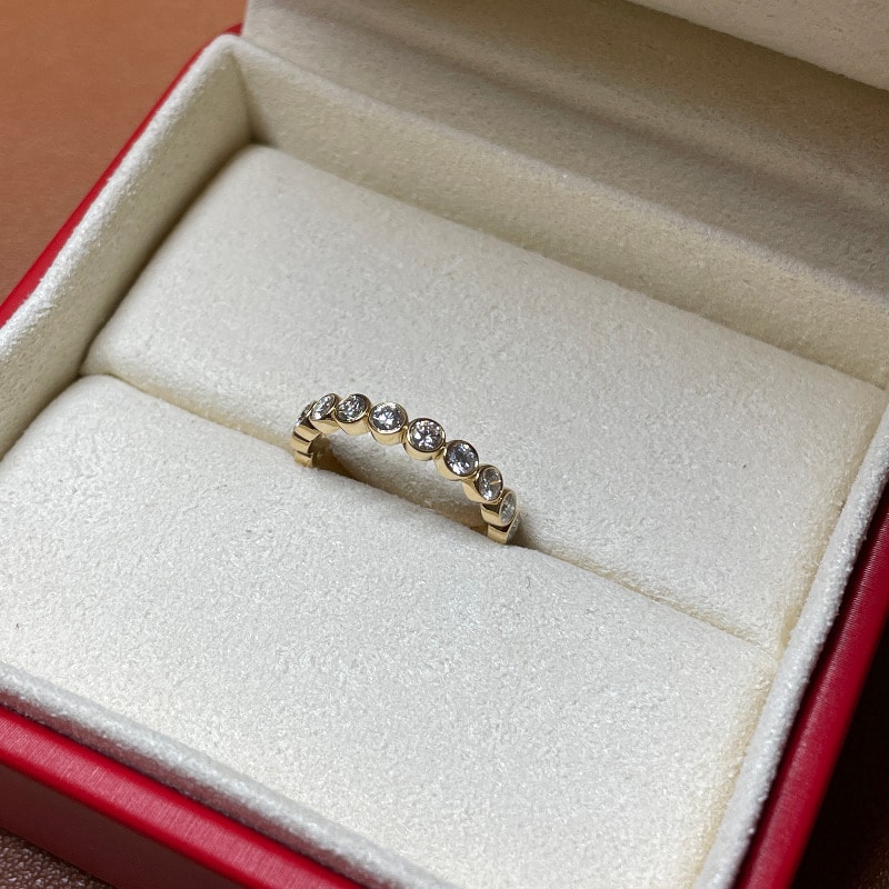 Half Diamond Wedding Band Bezel Rubover Setting view 3