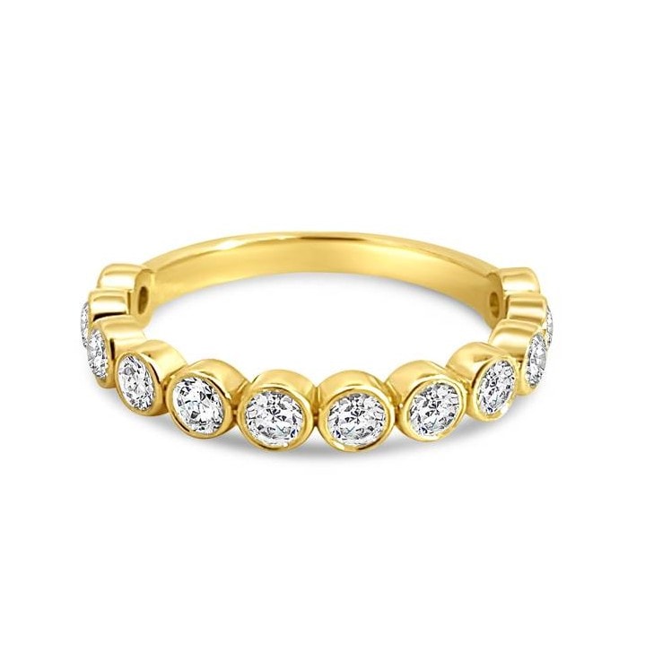 Half Diamond Wedding Band Bezel Rubover Setting view 1