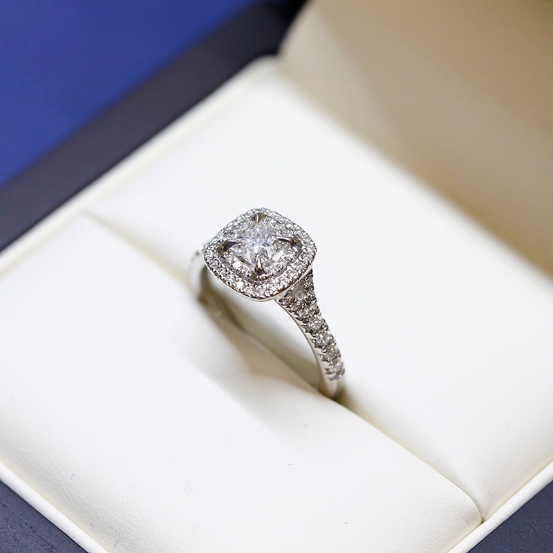 Double Halo Princess Shape Lab Grown Diamond Engagement Ring view 6
