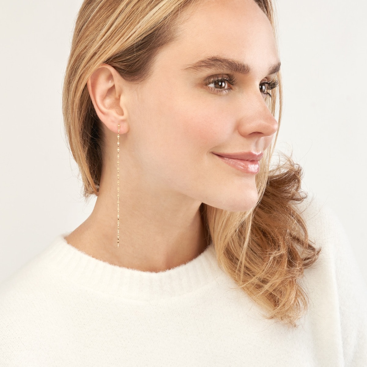 Gold Flat Duster Earrings view 2