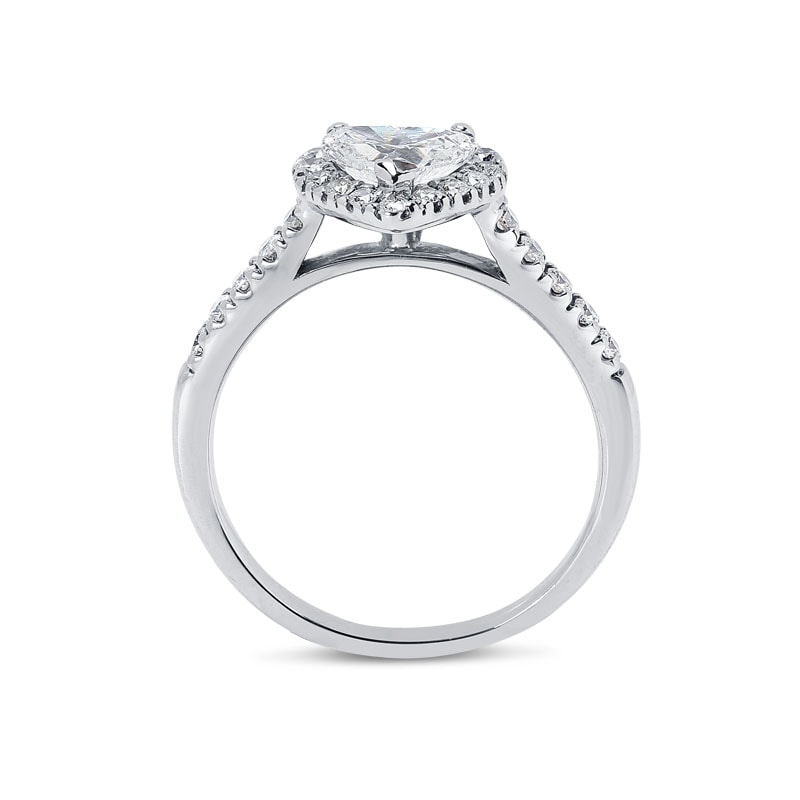 Heart Shape Micro Set Halo Lab Grown Diamond Engagement Ring view 3