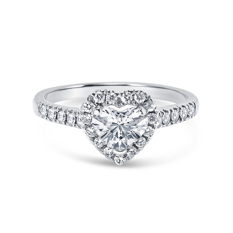 Heart Shape Micro Set Halo Lab Grown Diamond Engagement Ring view 6