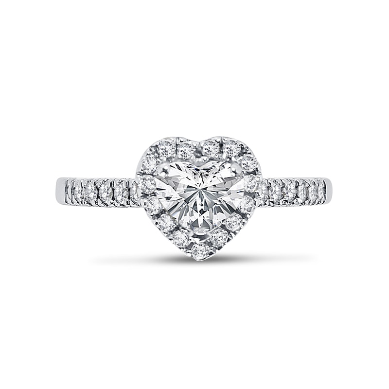 Heart Shape Micro Set Halo Lab Grown Diamond Engagement Ring view 1