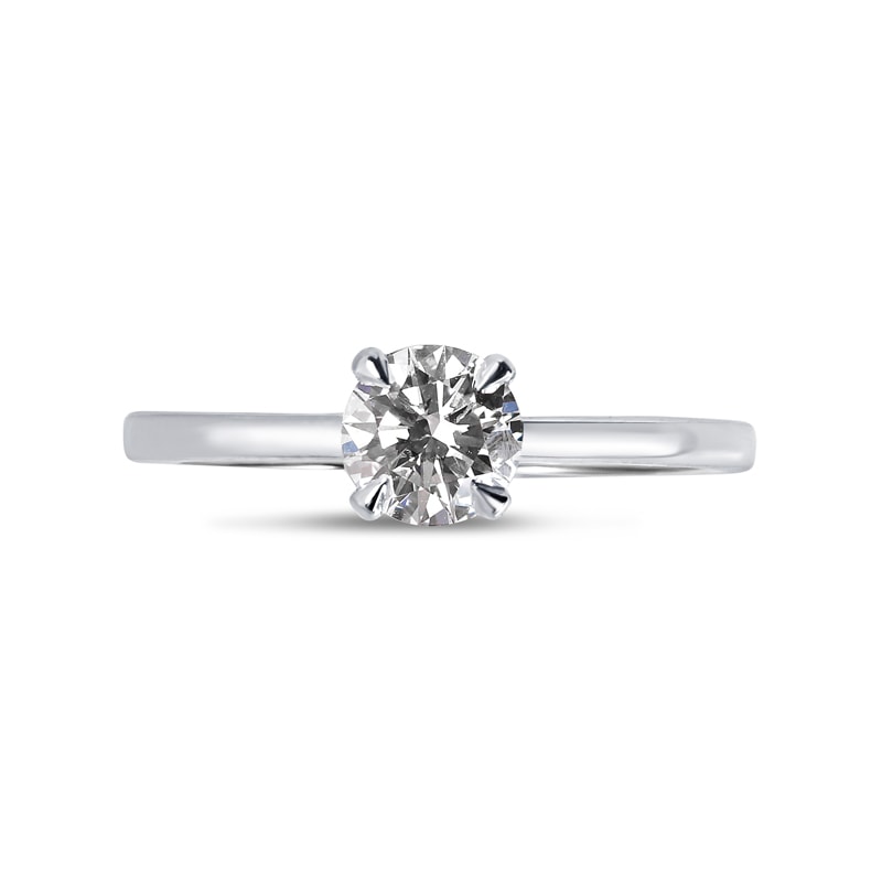 Heart Shape Cut Out Setting Round Solitaire Diamond Engagement Ring