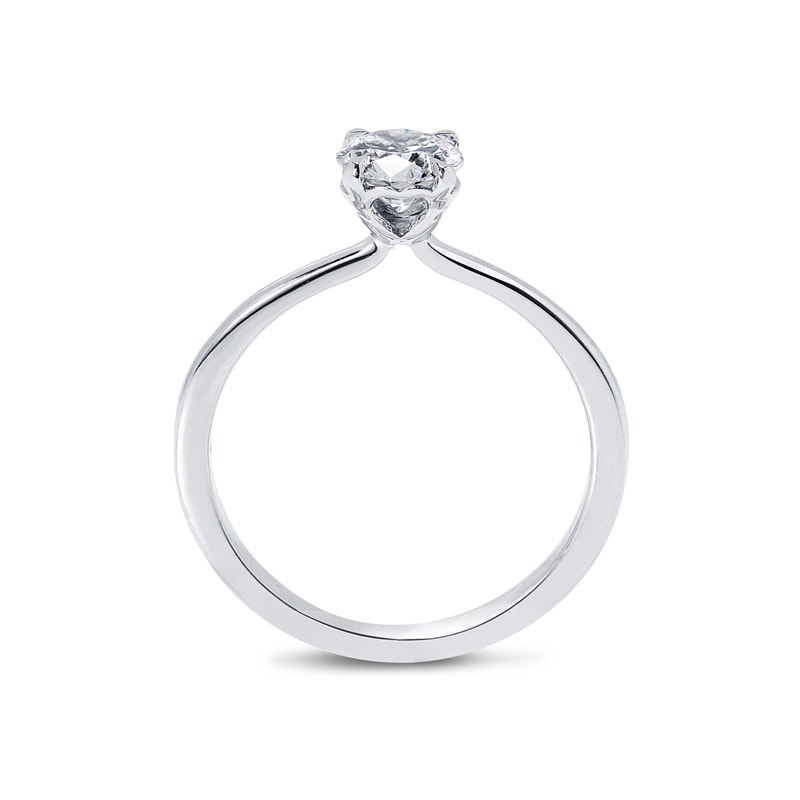 Heart Shape Cut Out Setting Round Solitaire Lab Grown Diamond Engagement Ring view 3