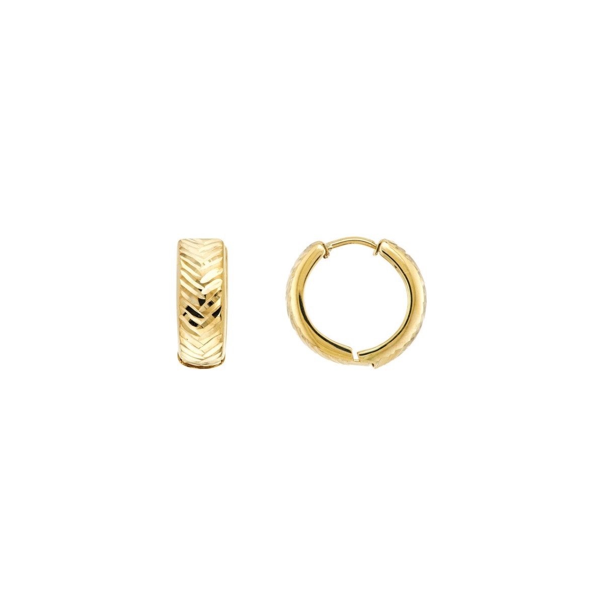 Herringbone Textured Gold Hoop Earrings view 1