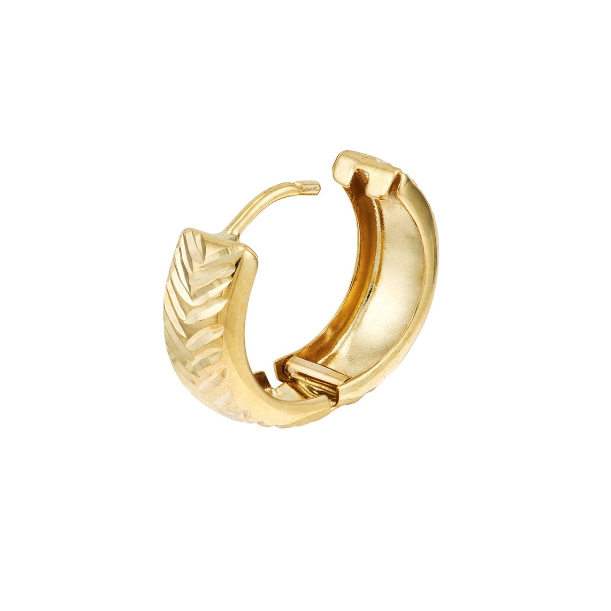 Herringbone Textured Gold Hoop Earrings view 3