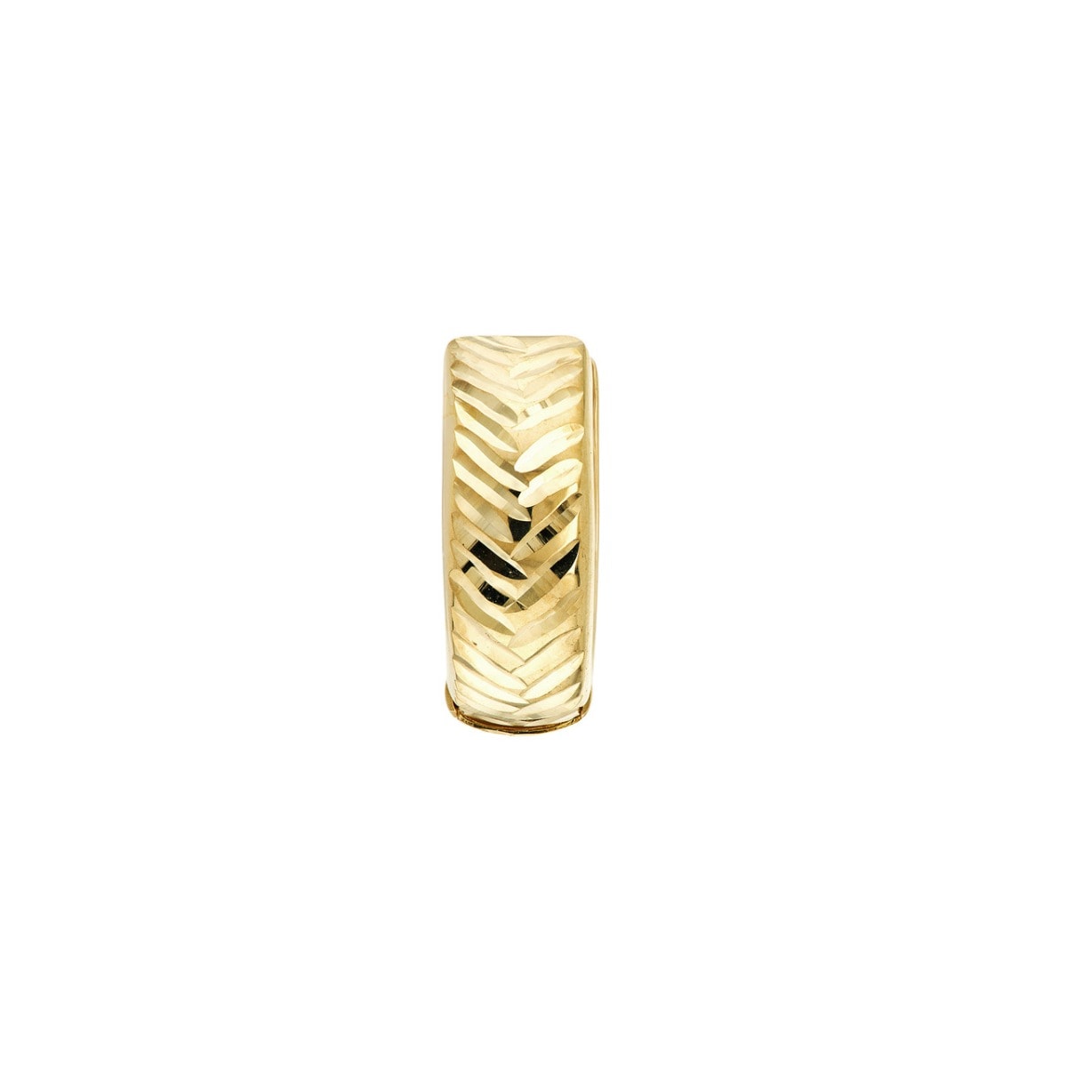 Herringbone Textured Gold Hoop Earrings view 2
