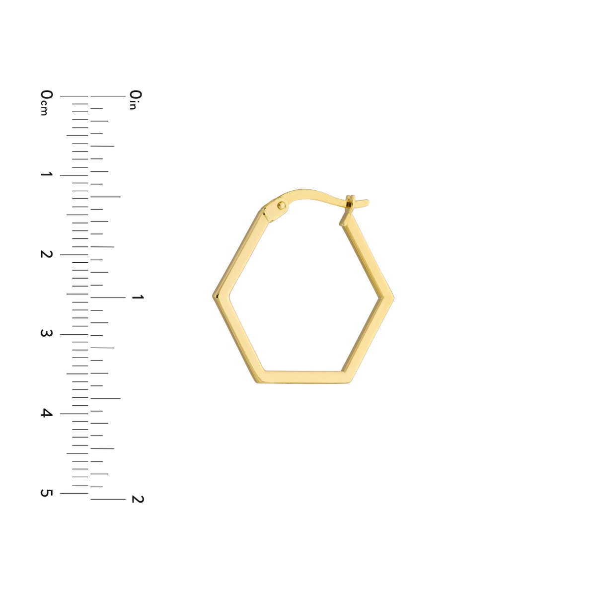 Hexagon Shape Gold Hoops Earrings view 5