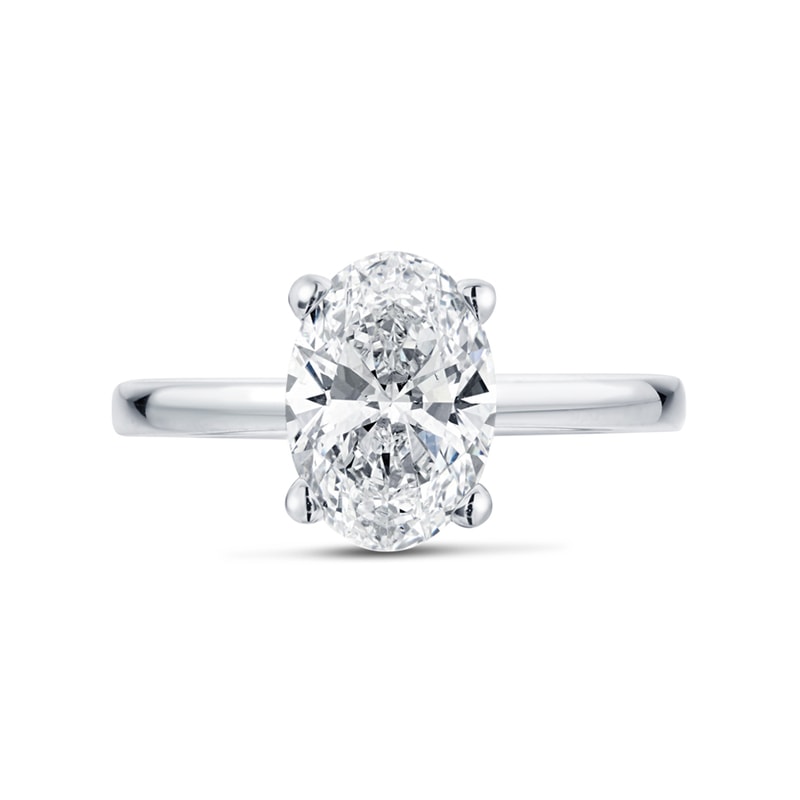 Oval High Setting Solitaire Lab Grown Diamond Engagement Ring view 1