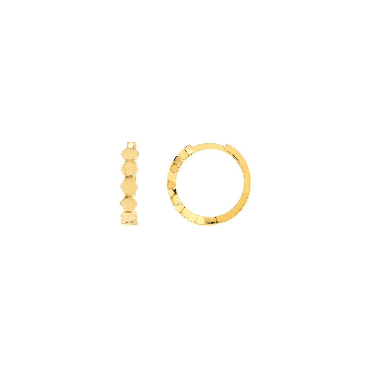 Honeycomb Huggie Gold Hoop Earrings view 1