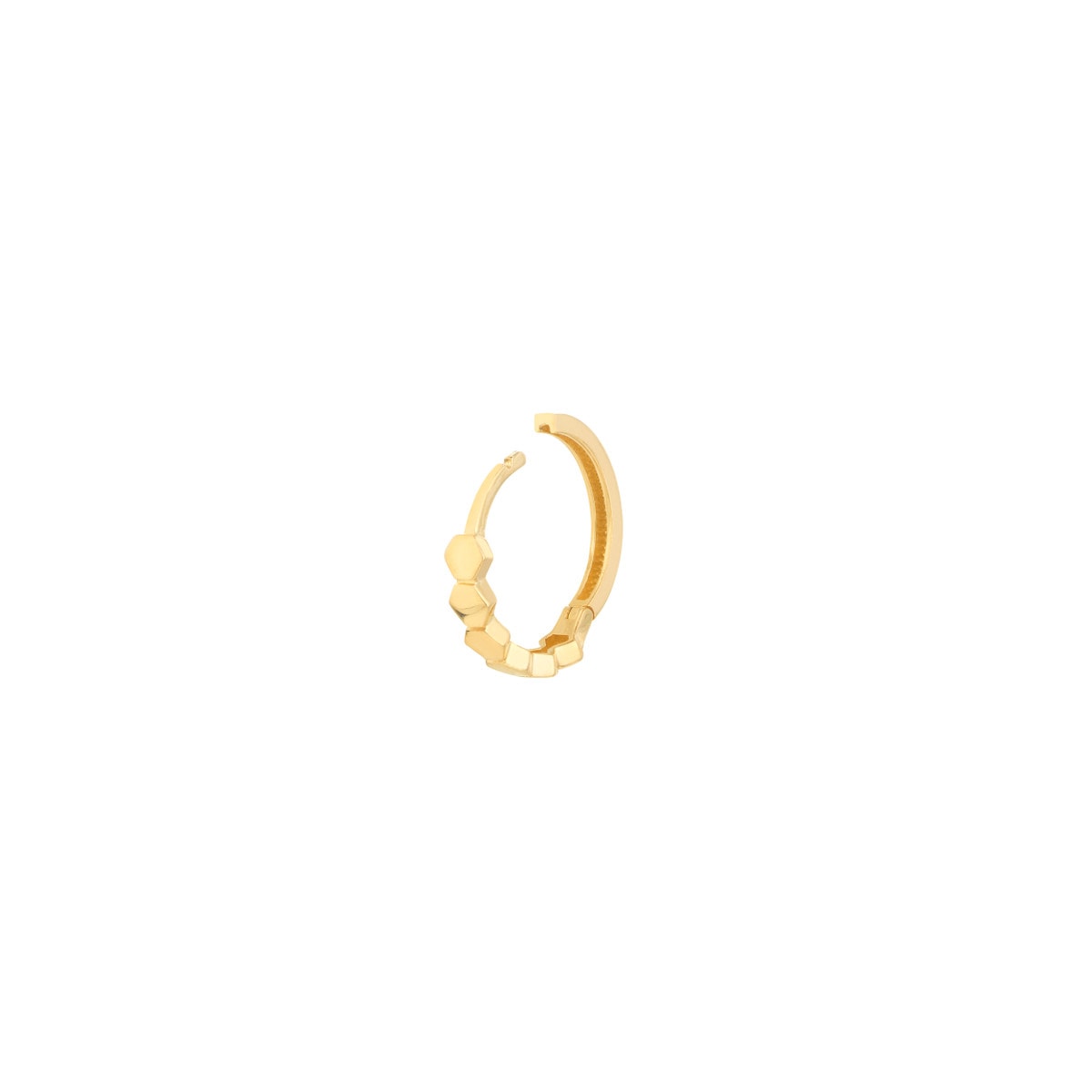 Honeycomb Huggie Gold Hoop Earrings view 3