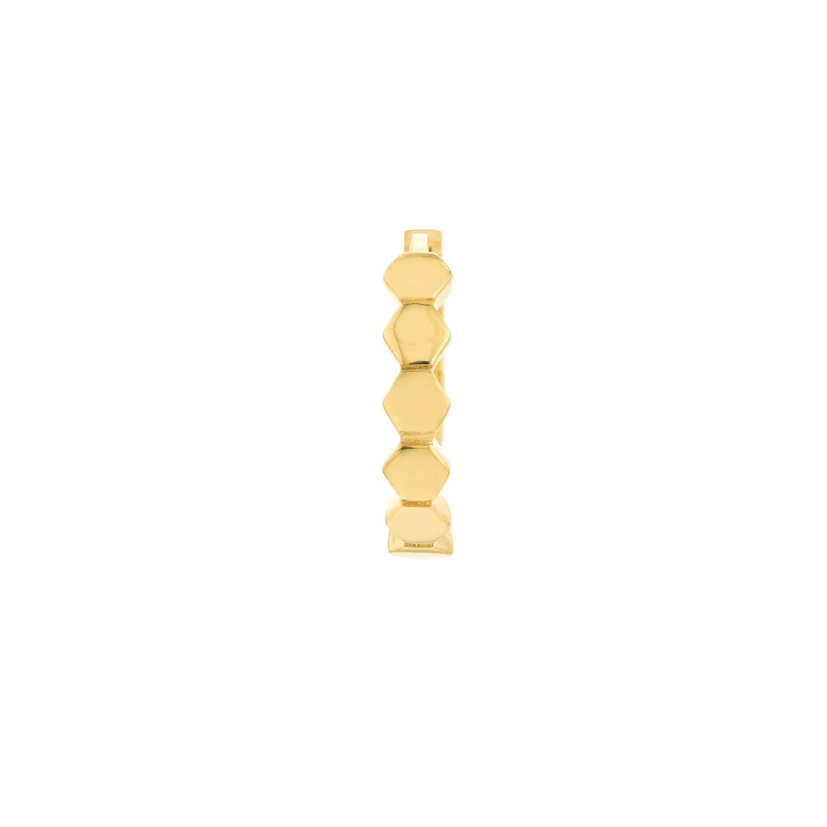 Honeycomb Huggie Gold Hoop Earrings view 2