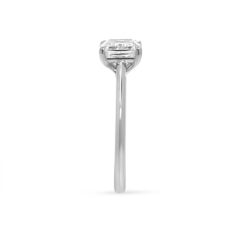 Horizontal Radiant Cut Solitaire Platinum Diamond Engagement Ring view 4