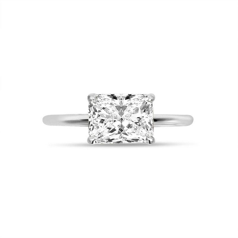 Horizontal Radiant Cut Solitaire Lab Grown Platinum Diamond Engagement Ring view 1