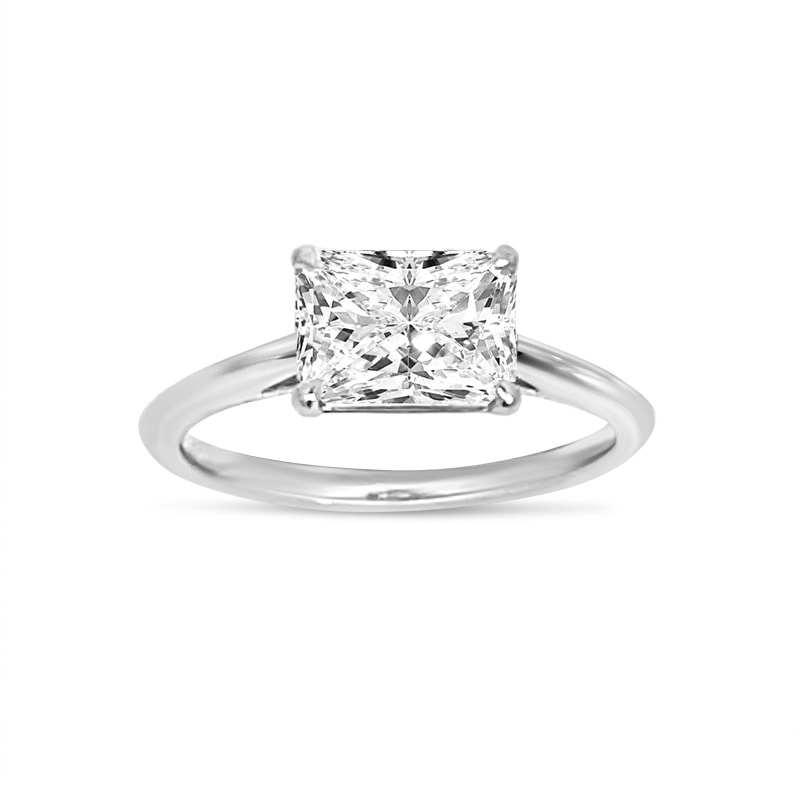 Horizontal Radiant Cut Solitaire Platinum Diamond Engagement Ring view 5