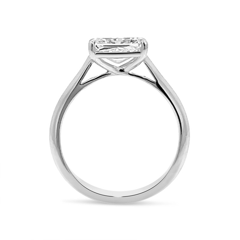 Horizontal Radiant Cut Solitaire Platinum Diamond Engagement Ring view 3