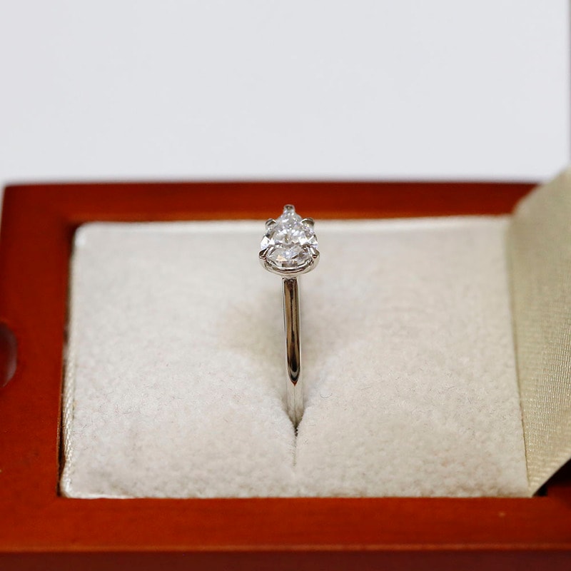 Horizontal Solitaire Pear Shape Diamond Engagement Ring view 8