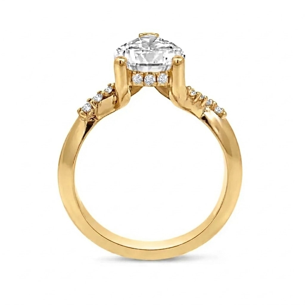 Braided Setting Pear Lab Grown Yellow Gold Diamond Engagement Ring view 5