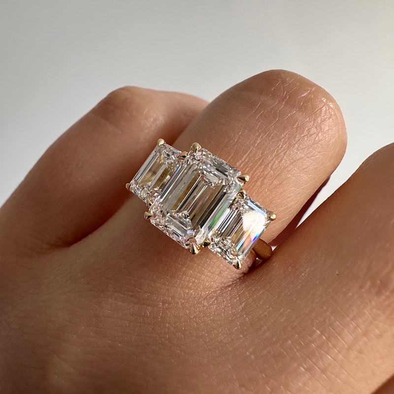 Trilogy Emerald Lab Grown Diamond Engagement Ring view 7