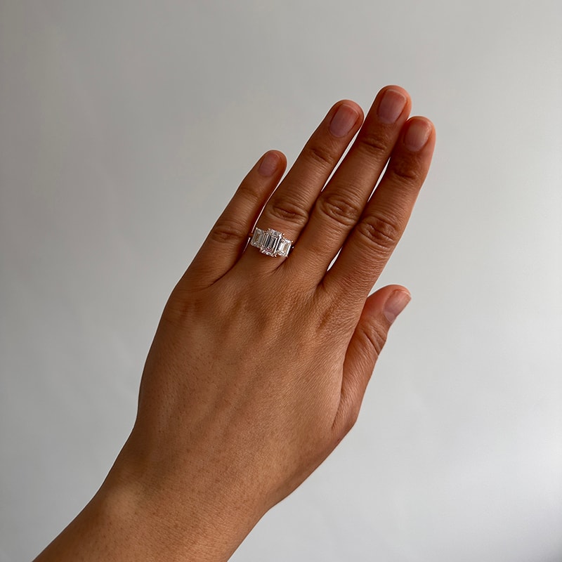 Trilogy Emerald Lab Grown Diamond Engagement Ring view 6