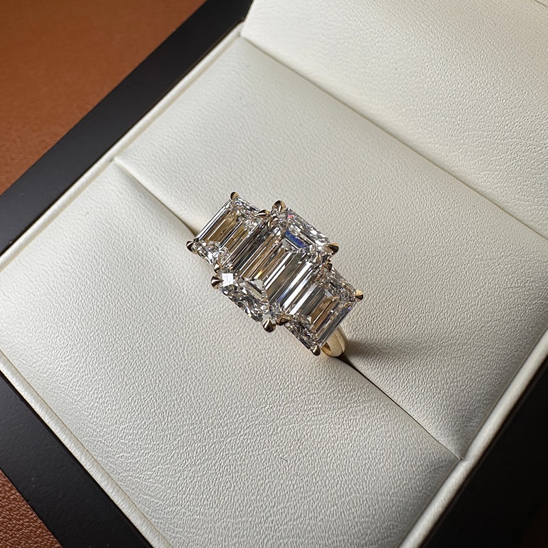 Trilogy Emerald Lab Grown Diamond Engagement Ring view 8