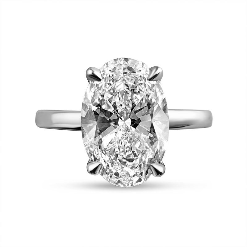 Large Oval Cut Solitaire Hidden Halo Diamond Engagement Ring view 1