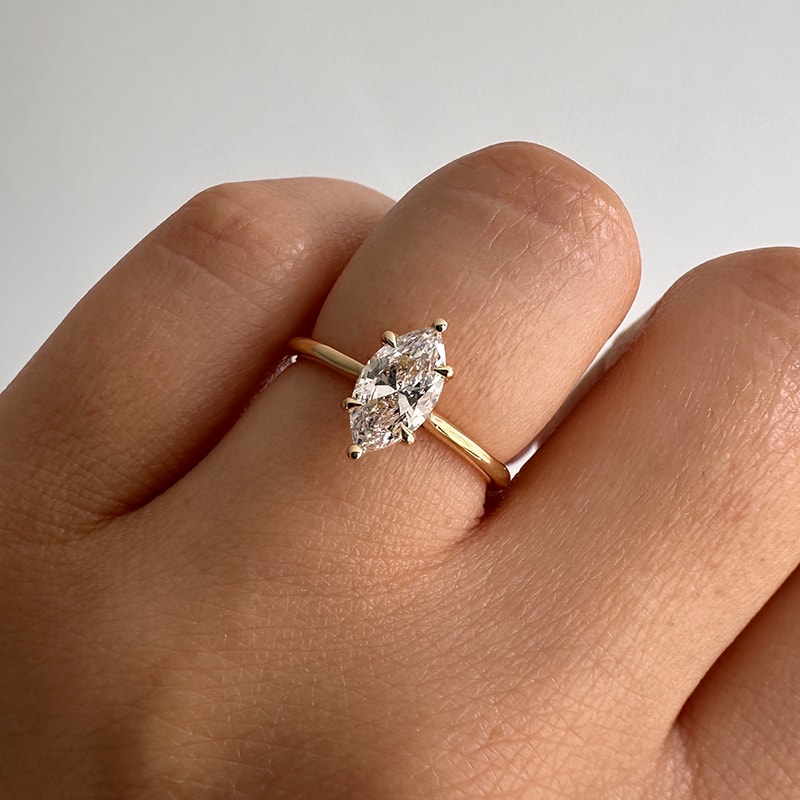 Marquise Lab-Grown Solitaire Style Engagement Ring view 7