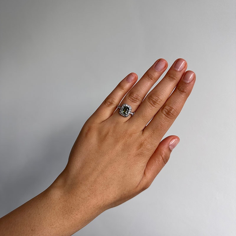 Cushion Cut Sapphire Art Deco Style Engagement Ring view 6