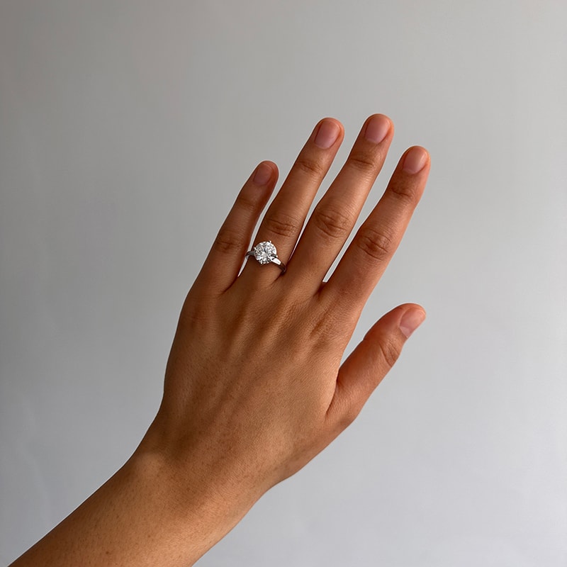North East South West Round Diamond Solitaire Engagement Ring view 7