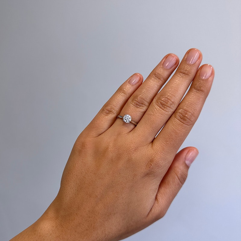 Floating Round Shape Solitaire Diamond Engagement Ring view 6