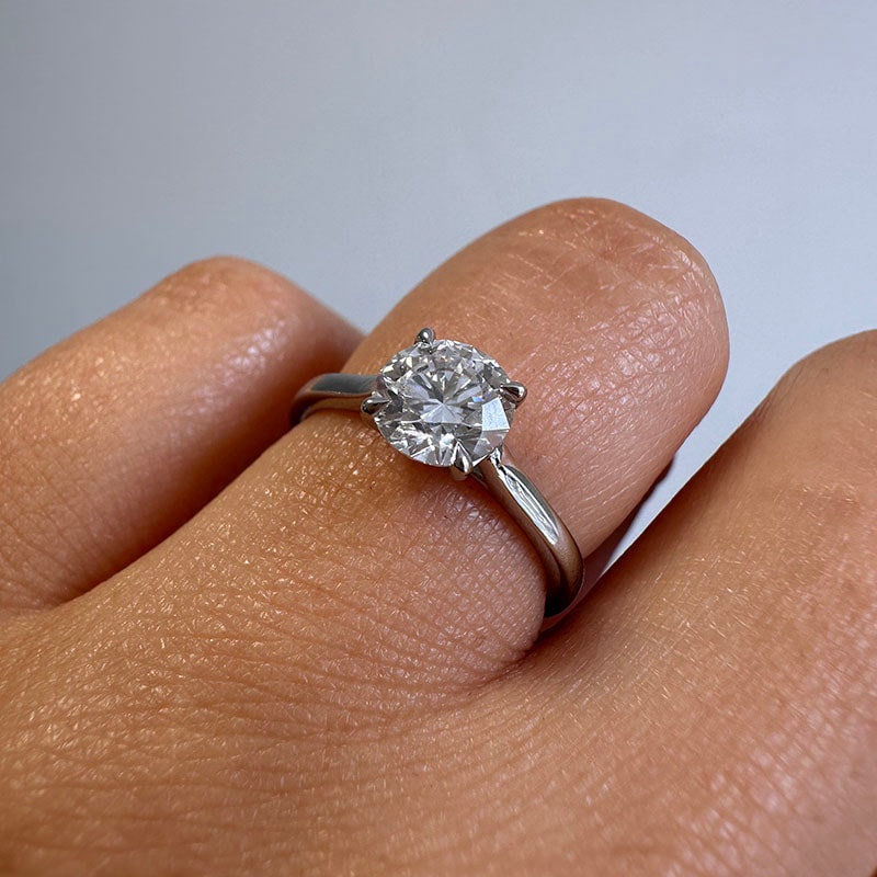 Floating Round Shape Solitaire Diamond Engagement Ring view 7