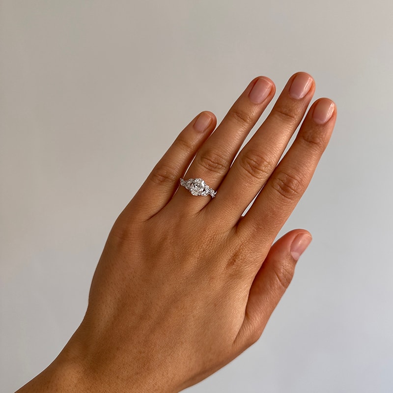 Oval Shape Marquise Side Lab Grown Diamond Engagement Ring view 6