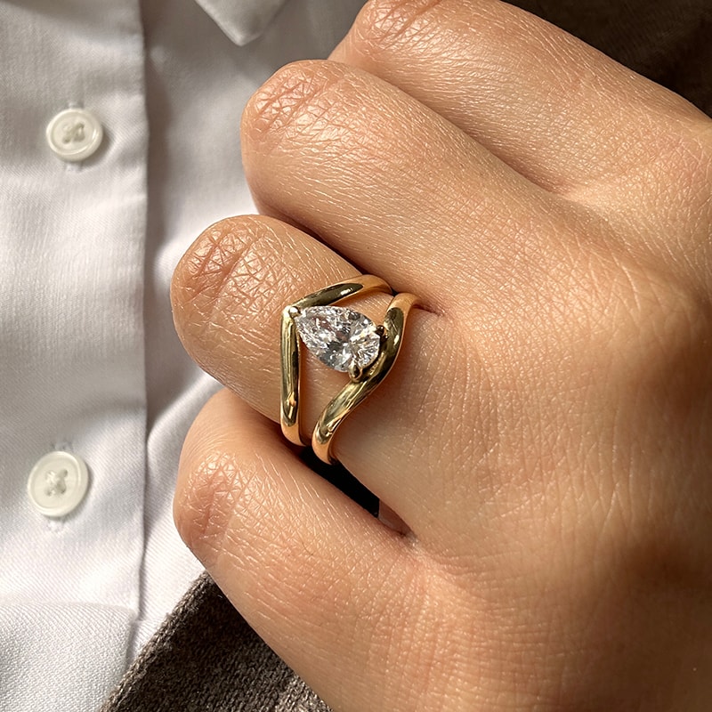 Pear Shape Split Shank Diamond Engagement Ring view 6