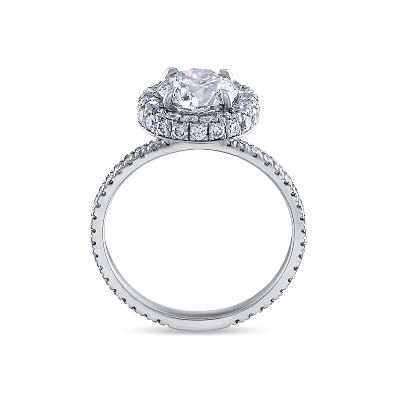 Double Edge Halo Round Lab Grown Diamond Engagement Ring view 4