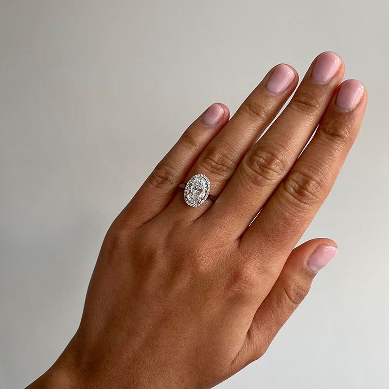 Oval Cut Celtic Knot Diamond Halo Engagement Ring view 8