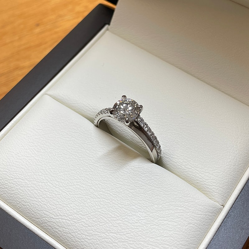 Interweaving Micro Set Band Round Diamond Engagement Ring view 6