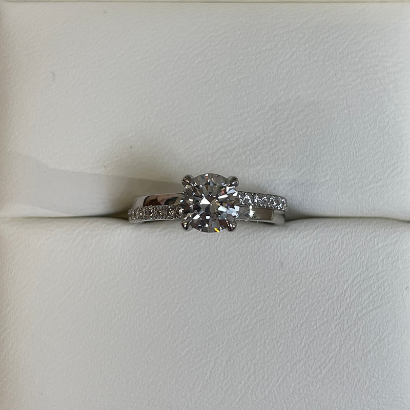 Interweaving Micro Set Band Round Diamond Engagement Ring view 7