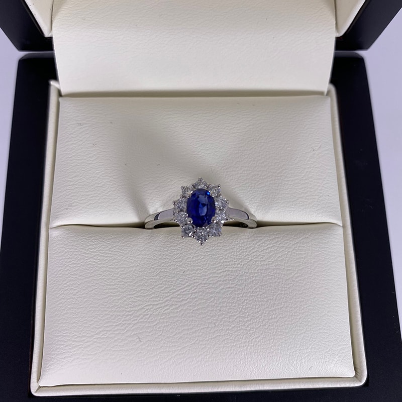 Kate Middleton Blue Sapphire Cluster Engagement Ring view 7