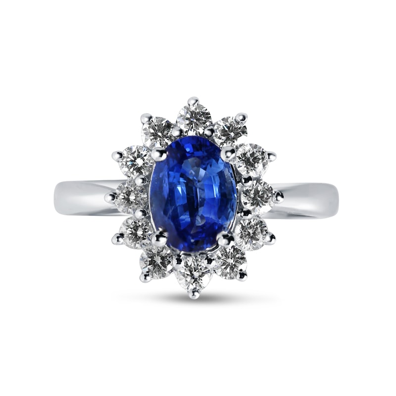 Kate Middleton Blue Sapphire Cluster Engagement Ring view 1