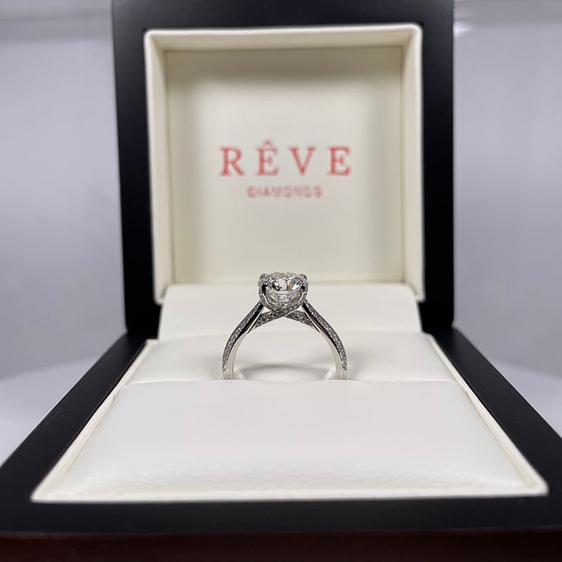 Knife Edge Bridge Pave Set Round Diamond Engagement Ring view 6
