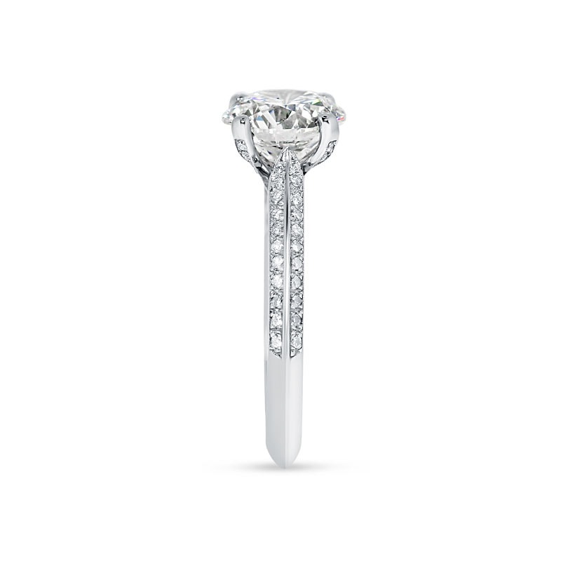 Knife Edge Bridge Pave Set Round Diamond Engagement Ring view 4