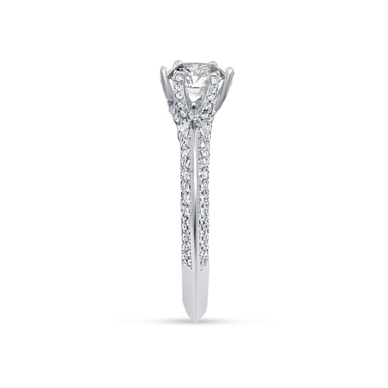 Knife Edge Bridge Pave Set Round Diamond Engagement Ring view 4
