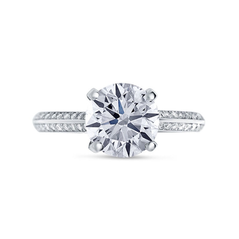 Knife Edge Bridge Pave Set Round Diamond Engagement Ring view 1