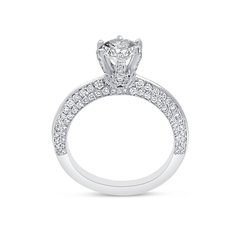 Knife Edge Bridge Pave Set Round Diamond Engagement Ring view 3
