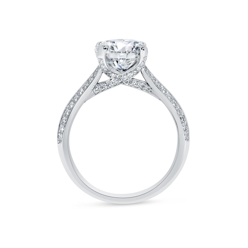Knife Edge Bridge Pave Set Round Diamond Engagement Ring view 5