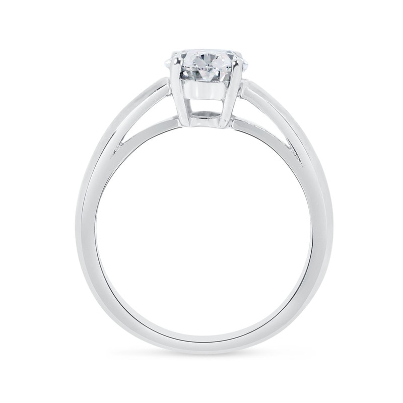 Knife Edge Oval Cut Lab Grown Solitaire Diamond Engagement Ring view 5