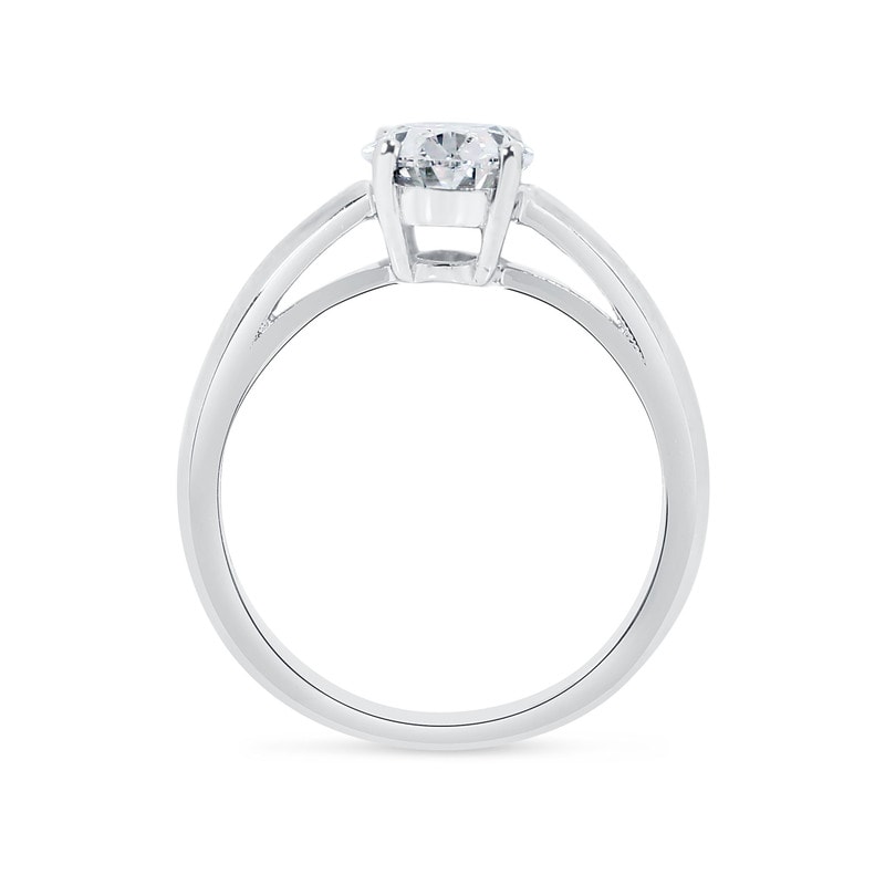Knife Edge Oval Cut Lab Grown Solitaire Diamond Engagement Ring view 3